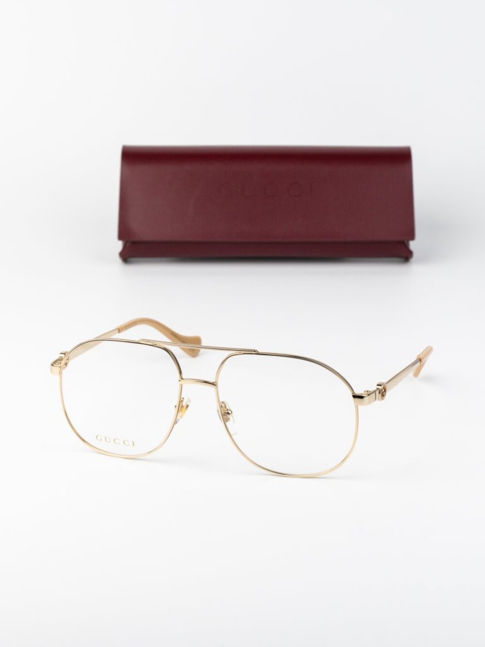 Gucci Women Eyeglasses Gold Pilot GG1091O 002 NEW AUTHENTIC